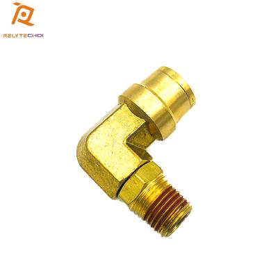 China Air Brake Systems Chinese Factory 3/8 O.D 1/8 Nptf Push In X MIP Pivot 90 Degree Male Elbow for sale