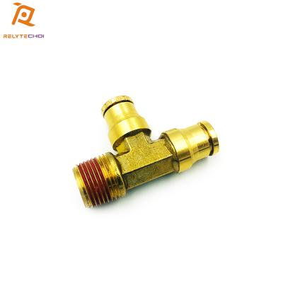 China Air Brake Systems China Made 3/8*3/8 To Flattening X MIP Raced Tee Hose Adapter Brass Fittings Male Race Tee for sale