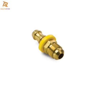 China Low Pressure Air Maker 1/4X7/16-20 Thrust On Hose Barb X M Brass Fit Connector Inverted Flare Swivel for sale