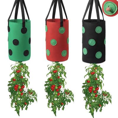 China Corrosion Resistant Amazon Hot Sale 13 Holes Garden Grow Hanging Black Strawberry Planting Bag for sale