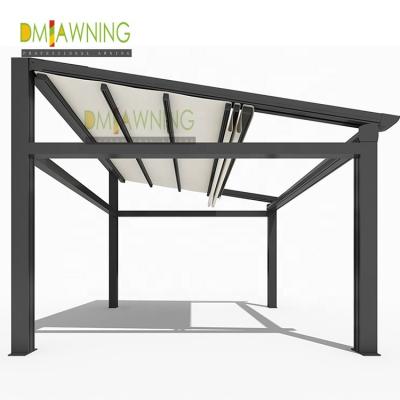 Chine Étagère de pergola kit de tolérance au soleil Patio couverture de pluie Toit en PVC avec lumières LED à vendre