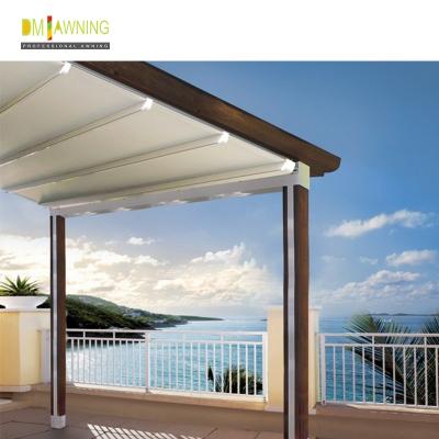 China Aluminum Pergola Awning Kits Motorized Retractable Roof Polyester Acrylic for sale