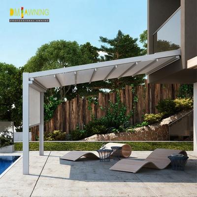 China PVC gemotoriseerd pergola dak zonnebril aluminium terrasbedekkingen Te koop