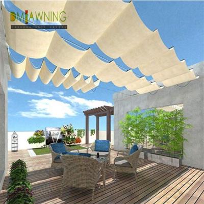 China Sus316 Tejido impermeable cubierta retráctil pergola cubierta deslizante retráctil pergola en venta