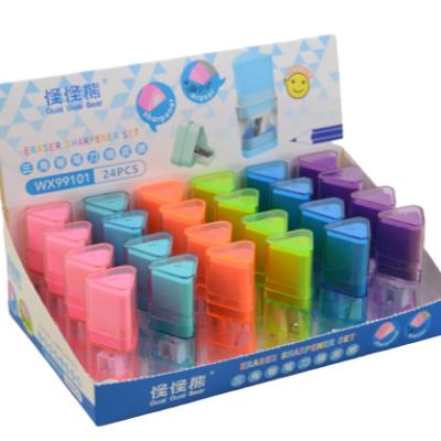 China China Trade High Quality Cheap Custom Wholesale Triangle Pencil Sharpener Eraser For Students WX-99101 for sale