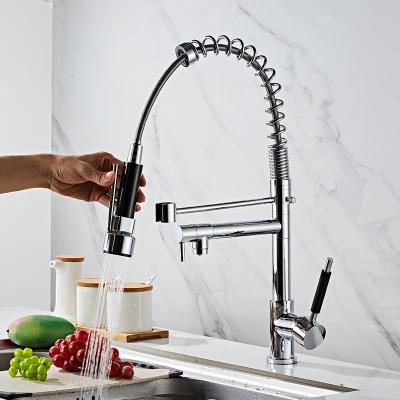 China Modern Brass Multifunctional Modern Kitchen Faucet Flexible Kitchen Faucet Pull Down Hot Cold Water Mixer Tap for sale