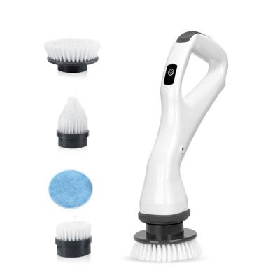 China Rechargeable Electric Bathroom Rotating Scrubber Kitchen Bathroom Toilet Sink Power Cordless Cleaning Brush with 4 Replaceable Cleaning Brush Heads for sale