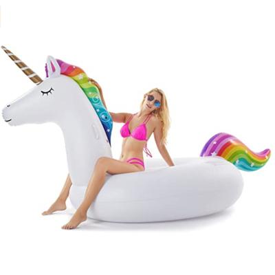 China Modern Waterproof Ultralight Sitting Universal Use In American Park Inflatable White Unicorn Float For Adult for sale