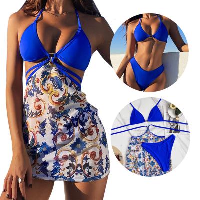 China New hot-selling QUICK-DRY summer women's beach wear sexy 3-piece shawl bikini swimwear for sale