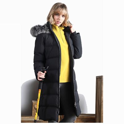 China Sustainable Custom Made Polyester Nylon Women Thick Womens Long Bend Down Jacket For Winter for sale