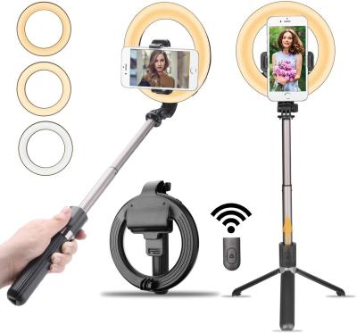 China Shemax Portable Selfie Ring Light 5 Inch L07 LED Sufficiency Ring Cell Phone Selfie Stick with Tripod Stand and Phone, Selfie Stick Tripod with Desktop LED Ring Light and Stand for Live Stream/Makeup for sale