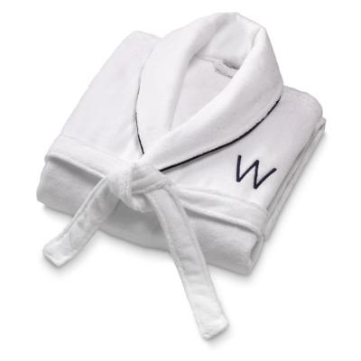 China QUICK DRY Super Absorbent White Egyptian Cotton Velvet Bathrobe For 5 Star Hotel /Resort for sale