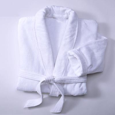 China Luxury QUICK DRY Velvet Bathrobe Luxury Spa Hotel White 100% Cotton Men and Women for sale