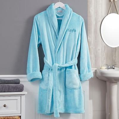 China Classic Embroidered Fleece Short Robe QUICK DRY for sale