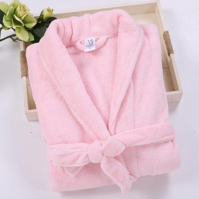 China High Quality Customizable QUICK DRY Pink Color Bathrobe Super Absorbency Fleece Embroidered Logo Bathrobe for sale