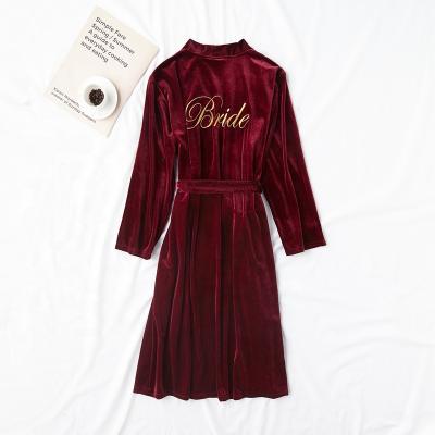 China Luxury Pleuche/Velvet QUICK DRY Women Sxy Dressing Morning Mulberry Maxi Dress for sale