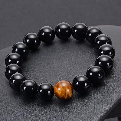 China Wholesale CLASSIC High Quality Natural Black Onyx Beaded Simple Tiger Eye Bracelet Summer Jewelry Punk Bracelet For Men Hip Hop For Wome for sale