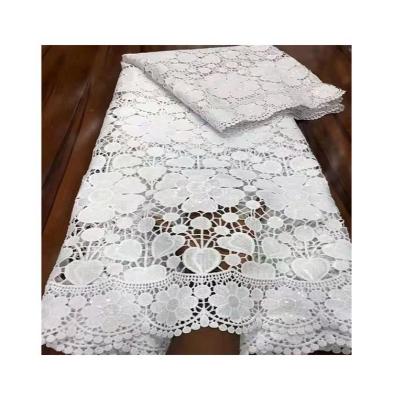 China High Quality White 100% Cotton Lace Embroidery Fabric Viable Factory Best Prices For Garment for sale