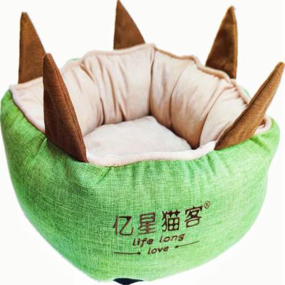 China Diameter 65cm Sustainable Luxury Washable Plush Faux Fur Dogbed Cuddler Anti-Slip Pet Cat Bed for sale