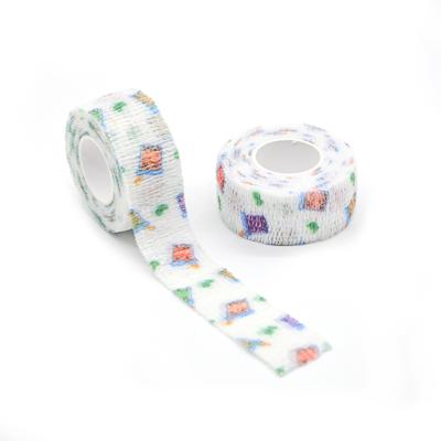 China 95% non woven+5% spandex printing cohesive bandage medical tape wrap non woven elastic cohesive bandage for sale