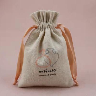 China Eco Friendly Customized Recyclable And Reusable Logo Cotton Canvas Pouch Bags Drawstring Jewelry Bag for sale