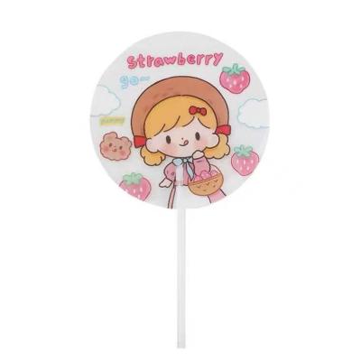 China Hot Sale China Anime Custom Durable Circle Shape Transparent PVC Folding Hand Fan With Cute Girl For Gift for sale