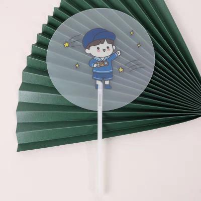 China China wholesale price custom your deisgn lovely cartoon pvc transparent hand advertising fan for sale