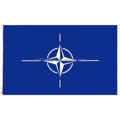 China Custom 3x5ft Flags 3x5ft Blue 100% Polyester North Atlantic Treaty Organization Health Care Institutes Banner Alliance NATO Flag for sale