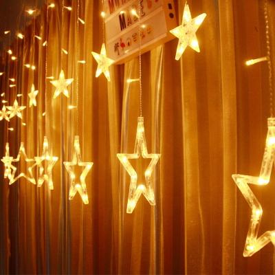 China 110V/220V 12 Star Christmas Halloween Holiday Plastic String Window Curtain Decorations Led Fairy Lights for sale