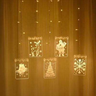 China Customized String Led Fairy Lights Christmas Tree Santa Snowflake Ring Deer Holiday Window Curtain Decoration 110V/220V for sale