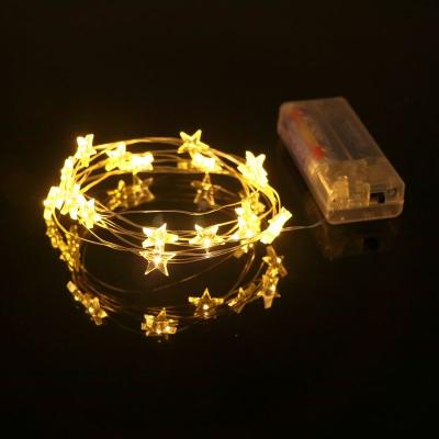 China Customized Battery Operated Copper Wire Star Shaped 10 20 Led String Fairy Lights For Wedding Decoration for sale