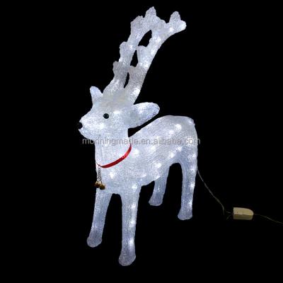 China Customized Christmas White Deer Acrylic Figure Led Pattern Lights L44*W16*H62CM for sale