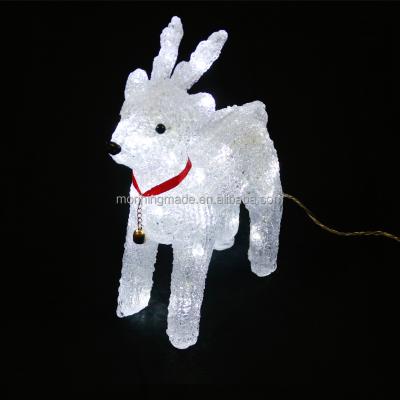 China Customized Christmas Deer Figure White Paracrylic Led Pattern Lights L22*W9*H30CM With Short Ears for sale