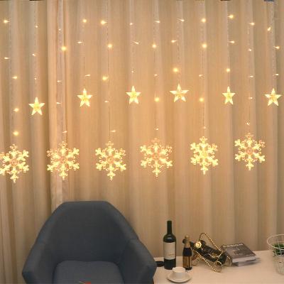 China Customized Led Fairy Lights Snow Star Christmas Halloween Holiday String Window Curtain 138 For Wedding Decoration for sale