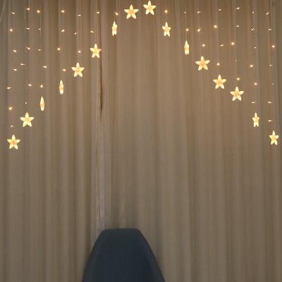 China Customized Star Led Christmas Halloween Holiday String Led Lighting Window Icicle Curtain Fairy Lights For Wedding Decorations for sale