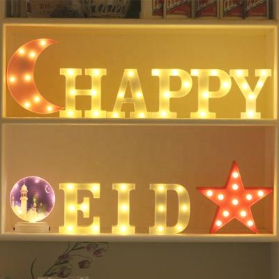 China Home Decor EID Wall Table Night String HAPPY Led Battery Operated Lights Ramadan Letters Decorations Marquee Sign Alphabet for sale