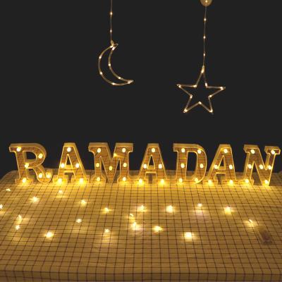 China Gold Battery Operated Led Letters Ramadan Decorations Marquee Sign Home Decor Lights Alphabet for sale