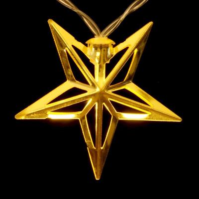 China Indoor Decoration USB Battery Operated Led Islamism Muslim Ramadan And Eid Wall String Lights Metal Star Decorations for sale