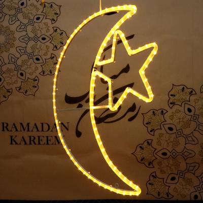 China Muslim Pattern Crescent Moon Star Ramadan And Eid Christmas Rope Decorations Lights Steel Frame Outdoor Waterproof Islamism View for sale