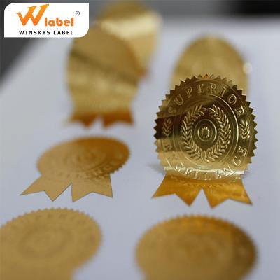 China Custom Waterproof Cheap Custom Gold Foil Paper Label Stickers Adhesive Embossing Foil Printing for sale