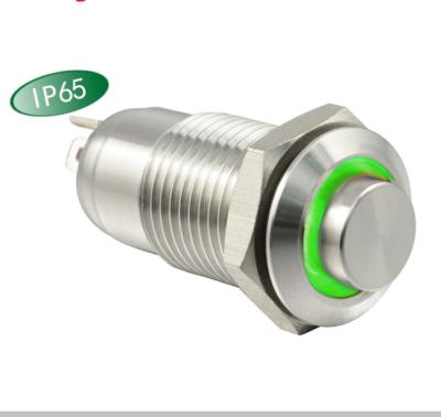 China IP67 IP67 Waterproof And Dustproof Self-locking Indicator Light 12V Stainless Steel 12mm Button Metal High Head Head PS12-11Z for sale