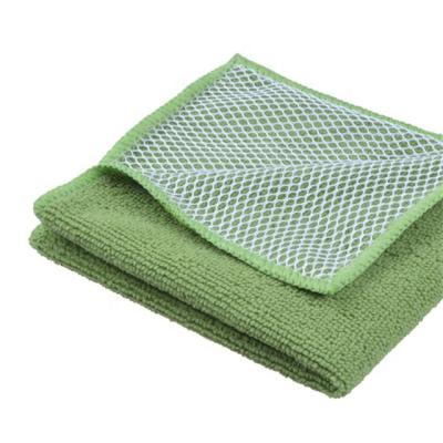 China Durable Super Dirt-Removing Microfiber Dish Cleaning Cloth With Net for sale