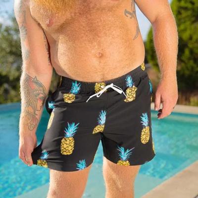 China OEM Plus Size Recycled Fabric Mens Shorts Pineapple Pattern Panel Shorts Custom Made Shorts For Mens Beach for sale