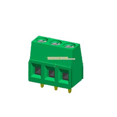 China Euro Single Row Terminal Block Connector 2P PA66 Green Horizontal Line Screw Connection 5.00 for sale