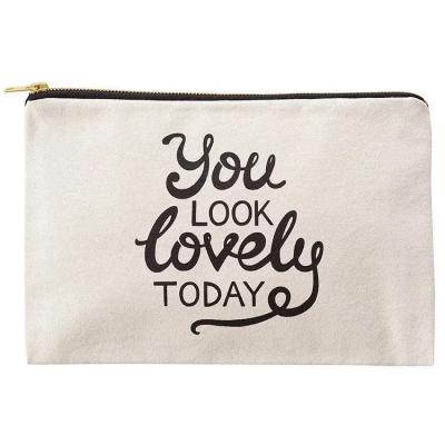 China Custom Wholesale Recyclable Eco Friendly Cotton Pouch Cotton Canvas Nature Cosmetic Bag Gift Zipper Cosmetic Bag for sale