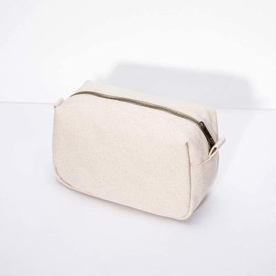 China Custom Eco-Friendly and Economical Logo Printed Plain Cotton Cosmetic Toiletry Bag Makeup Pouch Canvas Travel Organizer Bag for sale