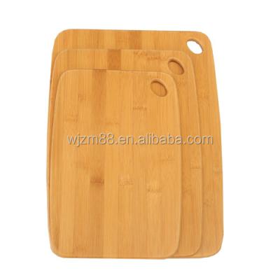 China 2021 best viable wholesale bamboo cutting board 3pcs with hole, wholesale bamboo cheese board, bread board for sale