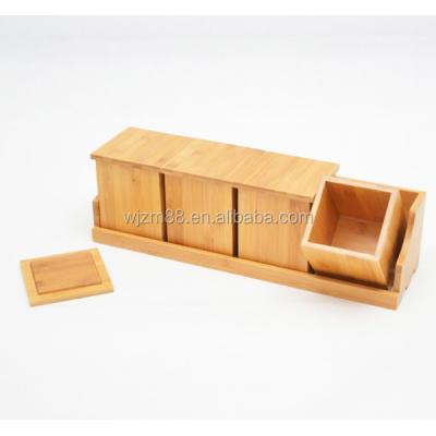 China Viable Custom Bamboo Spice Storage Boxes, Bamboo Salt Box For Kitchen Wholesale for sale