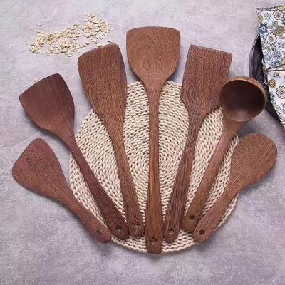 China Sustainable Wood Utensils for Kitchen Handmade Natural Wenge Cooking Spoon Spatula for Nonstick Cookware for sale