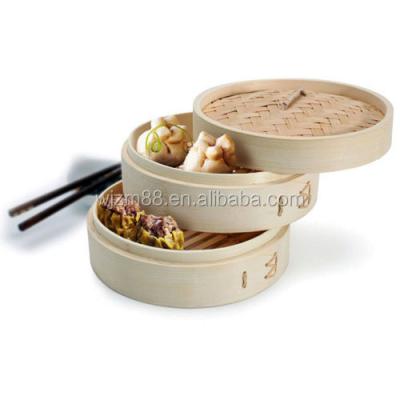 China Sustainable 2 Tiers Bamboo Steamers And Chopsticks Set Wholesale for sale